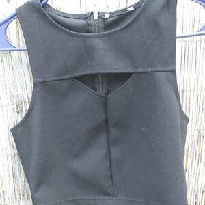 Black Sleeveless Cropped Tank Top with Peekaboo Area - No Size or Brand Tag